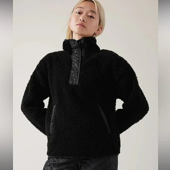 Athleta Tops - Athleta Cloud Fleece Sweatshirt | Black | NWT | XL
